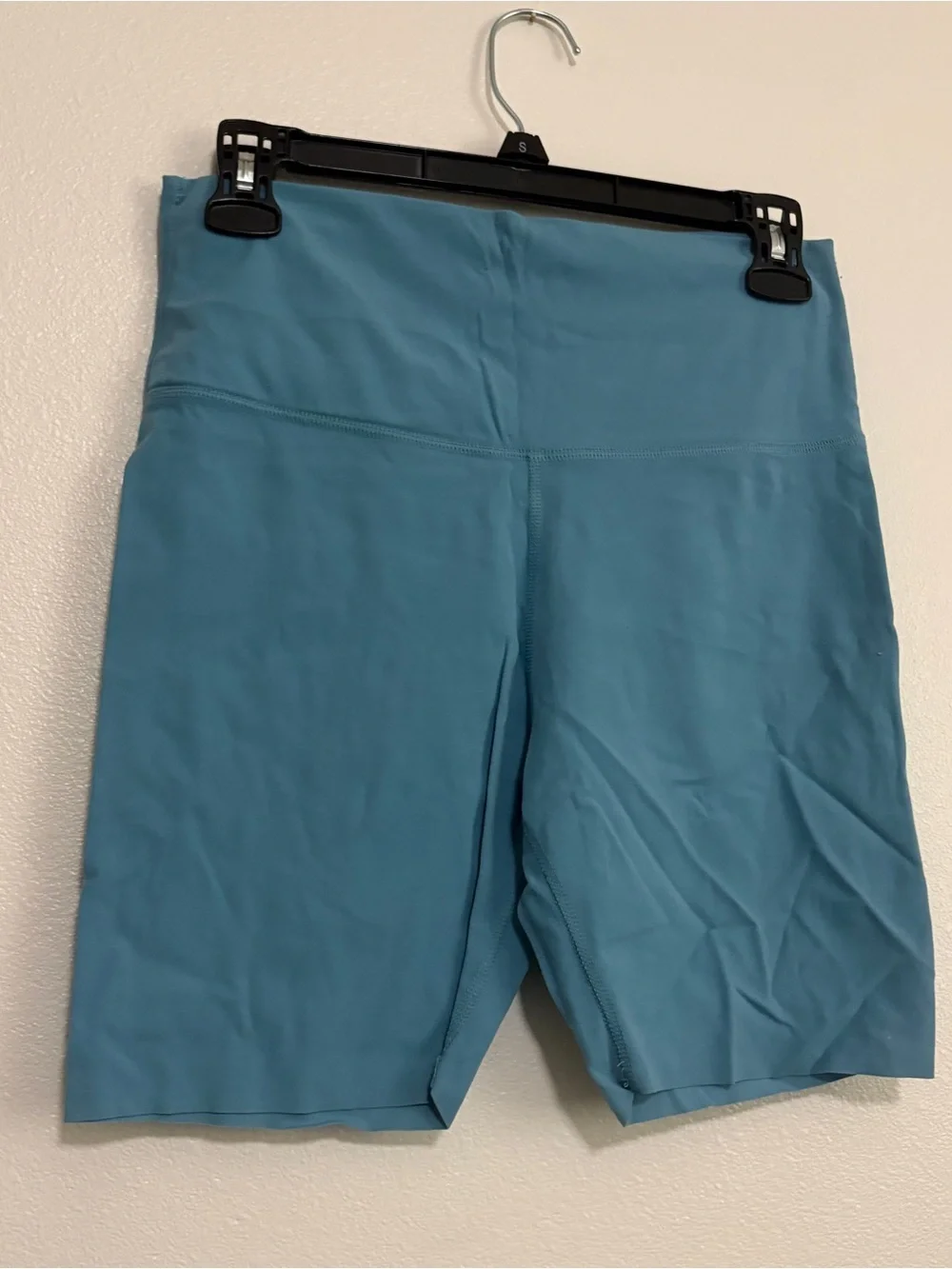 Nike High-Waist Aqua Blue Bike Shorts Yoga Luxe 7” Short Large